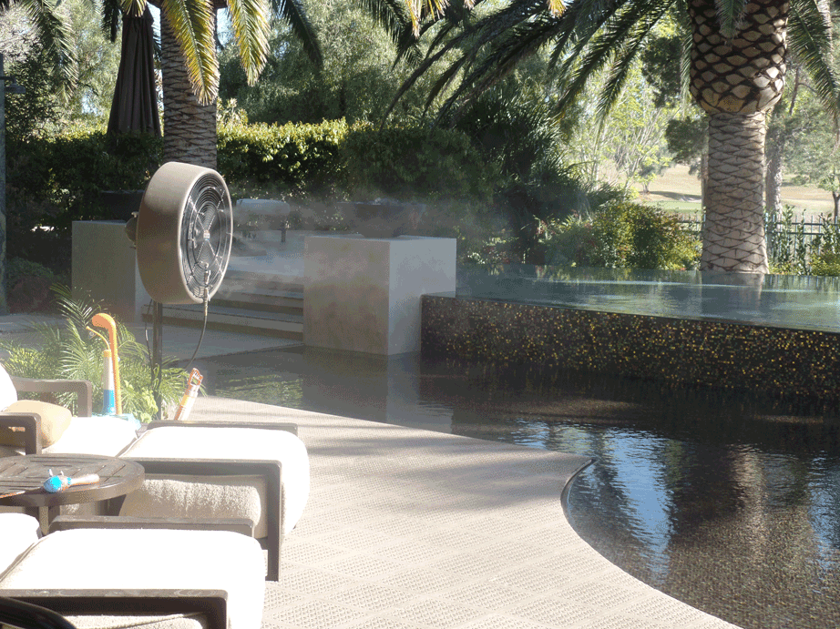 misting fan in action